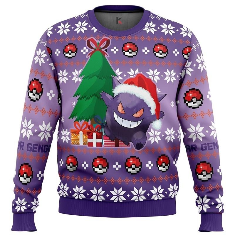 Gengar Pokemon Holiday Sweater - Fun Ugly Christmas Apparel For Fans Of All Ages