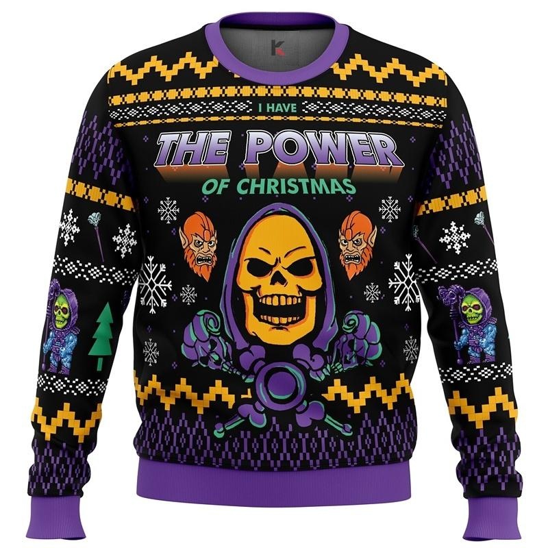 Evil Power Christmas He-man Sweater - Retro Pop Culture Holiday Apparel For Fans