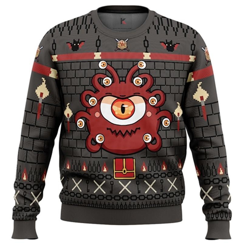 Beholder Dungeons And Dragons Christmas Sweater - Fun Holiday Apparel For Gaming Enthusiasts