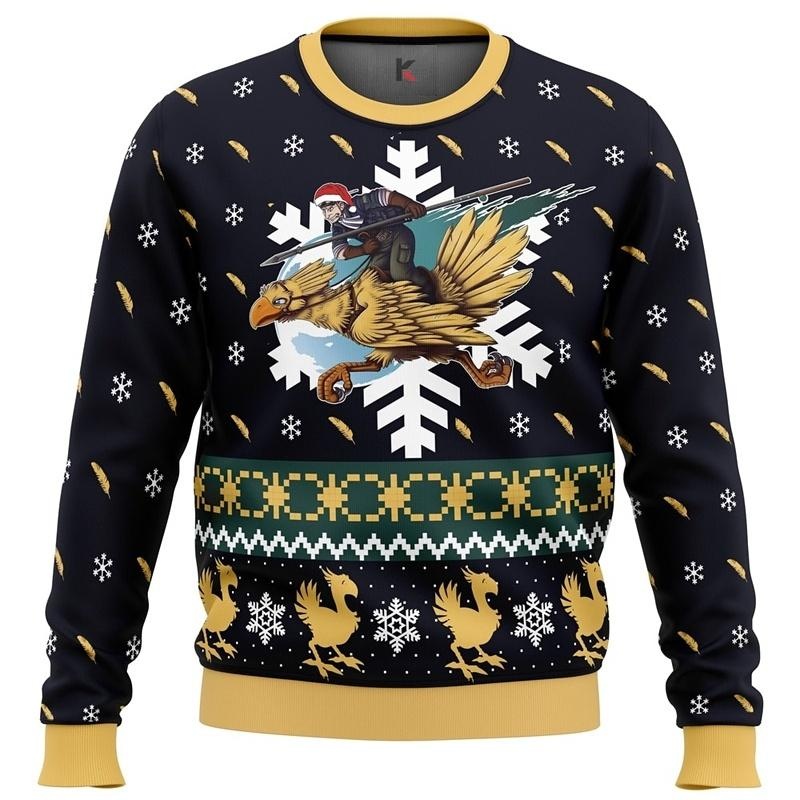 Chocobo-themed Holiday Knit Sweater For Gamers - Fun Festive Christmas Apparel