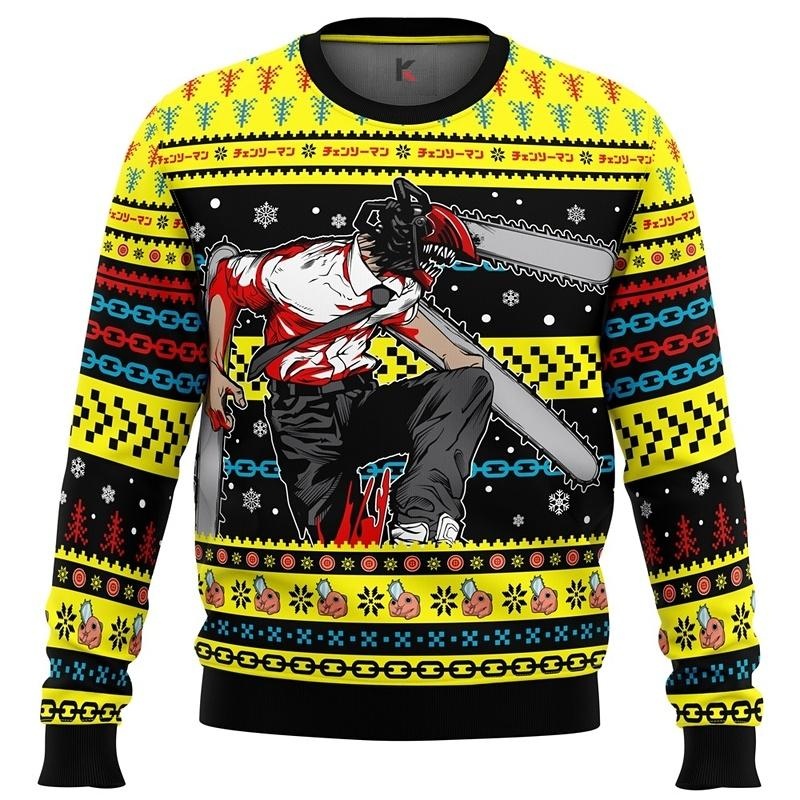 Chainsaw Man Holiday Sweater - Cozy Anime-inspired Ugly Christmas Apparel For Fans