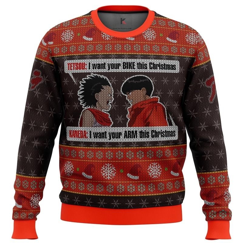 Retro Akira Tetsuo Shima & Kaneda Christmas Sweater - Anime-inspired Holiday Knitwear